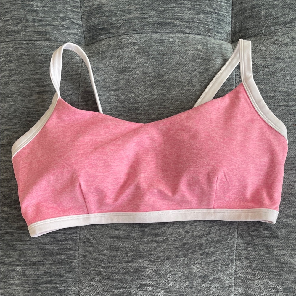 BuffBunny Dream Heather Contrast Pink and White Sports Bra size Large